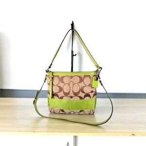 GUC - COACH - Signature CC Apple Green/Brown Tan Shoulder/Crossbody Bag